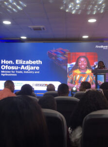 Hon. Elizabeth Ofosu-Adjare, Ghana’s Minister for Trade and Agribusiness, addressing the FirstBank & African Import Export Forum