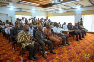 Guests listening intently during President Mahama’s meeting with the Federation of Associations of Ghanaian Exporters (FAGE) 